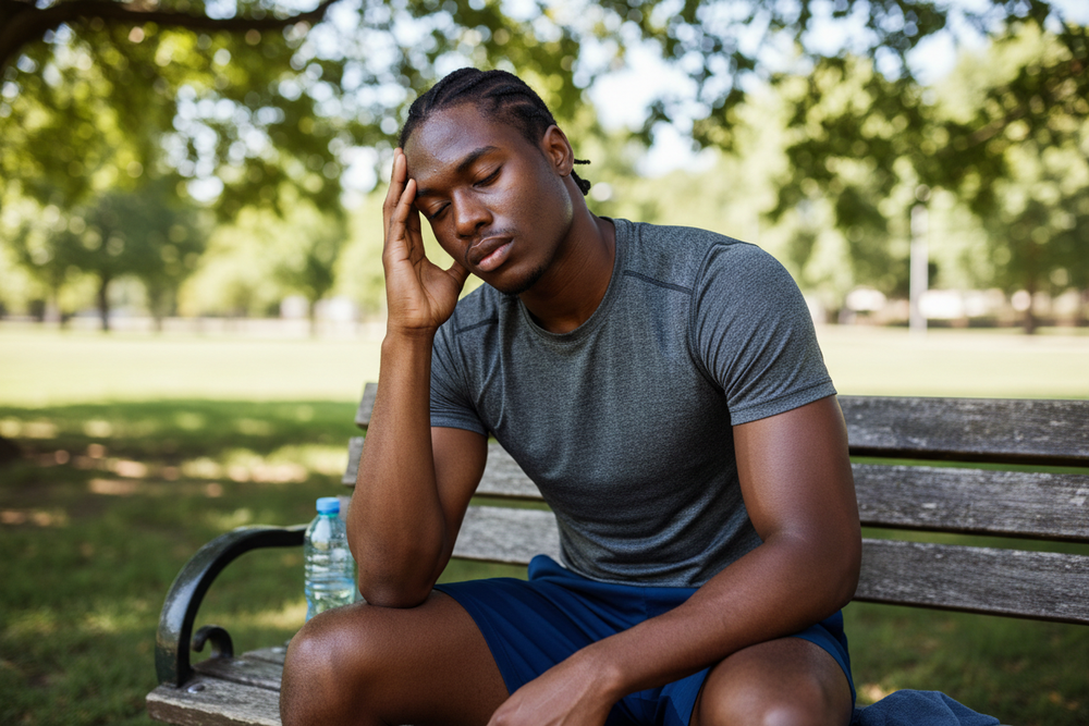 a hyper realistic image of an active healthy african american person who is tired and sluggish 